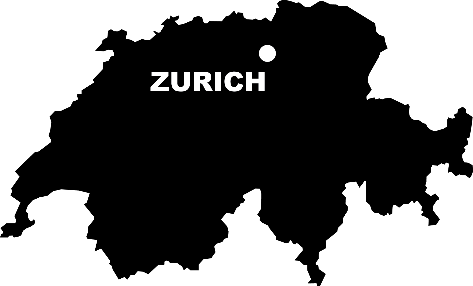 Графика на карта на Швейцария с отбелязан Цюрих, представляваща швейцарските корени на ZurichSofia